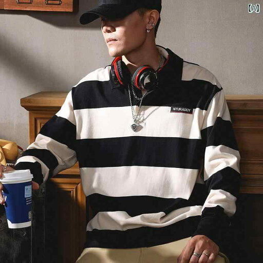 メンズ ファッション オシャレ 男性用 シンプル 大人 かっこいい カジュアル ストリート ヒップホップ HipHop アメカジ ヘビー ストライプ 長袖 T シャツ 春 綿 大きいサイズ ポロシャツ メンズ ファッション オシャレ 男性用 シンプル 大人 かっこいい カジュアル ストリート ヒップホップ HipHop アメカジ ヘビー ストライプ 長袖 T シャツ 春 綿 大きいサイズ ポロシャツ