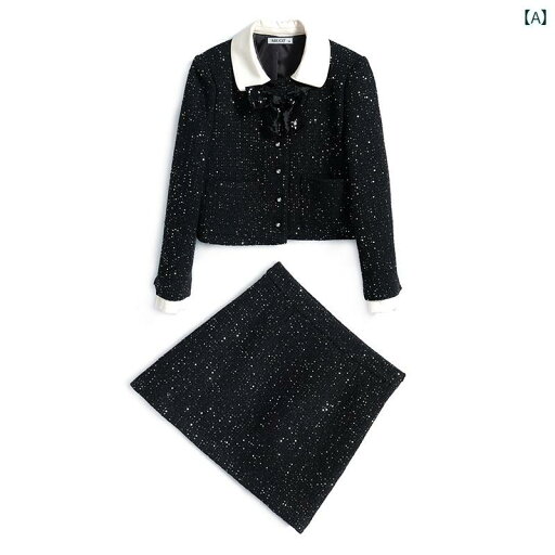 レディース ファッション オシャレ カワイイ 女性用 スパンコール 付き ツイード ドール カラー リボン ボックス ジャケット スカート スーツ レディース ファッション オシャレ カワイイ 女性用 スパンコール 付き ツイード ドール カラー リボン ボックス ジャケット スカート スーツ