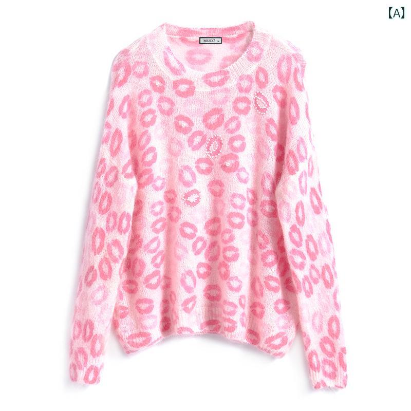 レディース ファッション オシャレ カワイイ 女性用 ピンク レッド リップ ビーズ 大きいサイズ レイジ..