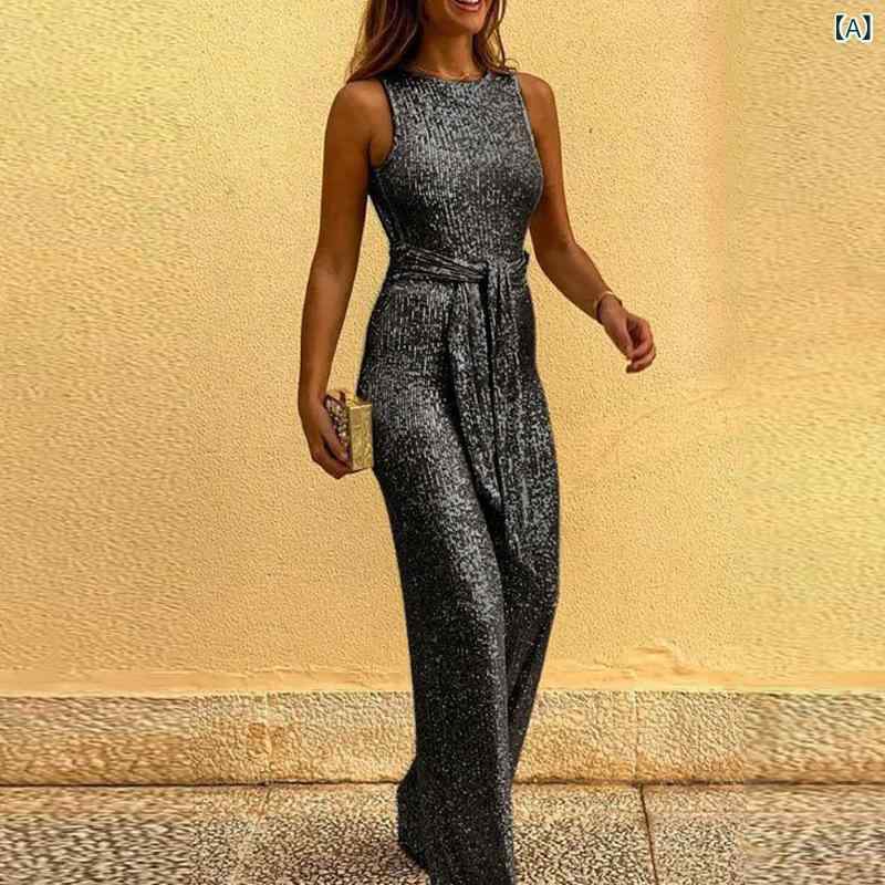 リコットのワンピース ノースリーブ 丸首 キラキラ ラメ シルバー 女性用 インナー トップス レディース かわいい 伸縮性 ストレッチ 軽量 普段使い 通勤ウェア デート オールシーズン 快適 吸湿 速乾 ゆったり ハイウエスト｜アングル2