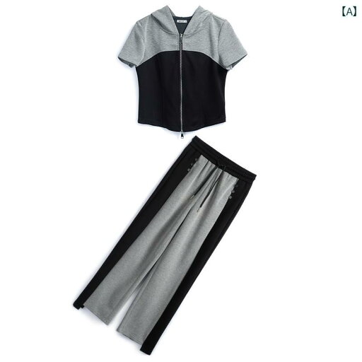 レディース ファッション オシャレ カワイイ 女性用 フード ショート ジャケット カジュアル ストレート パンツ スーツ レディース ファッション オシャレ カワイイ 女性用 フード ショート ジャケット カジュアル ストレート パンツ スーツ