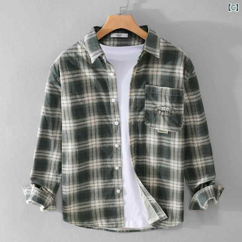 メンズ 男性用 ファッション オシャレ シンプル 大人 かっこいい ストリート ヒップホップ HipHop レトロ シャツ 綿 黄色 ジャケット 3