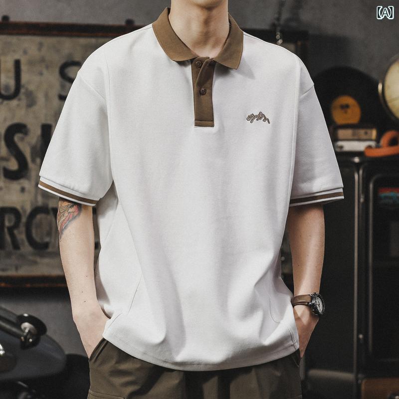 メンズ 男性用 ファッション オシャレ シンプル 大人 かっこいい ストリート ヒップホップ HipHop アメリカン ポロシャツ 半袖 T シャツ 夏 ゆったり T シャツ