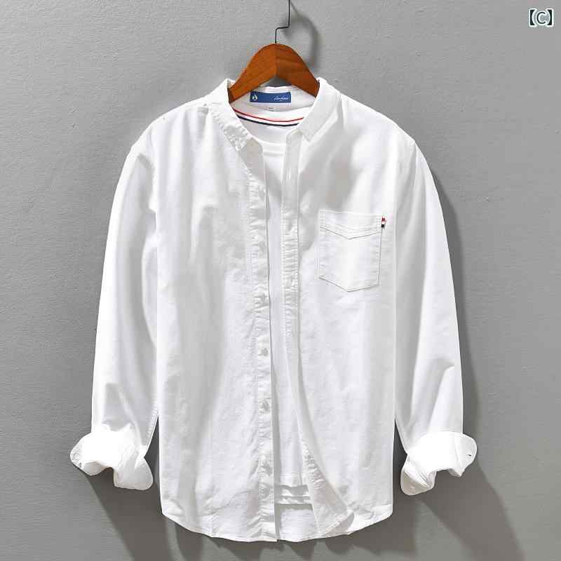 メンズ 男性用 ファッション オシャレ シンプル 大人 かっこいい ストリート ヒップホップ HipHop ピンク 長袖 シャツ イエロー コットンシャツ レトロ ホワイト シャツ