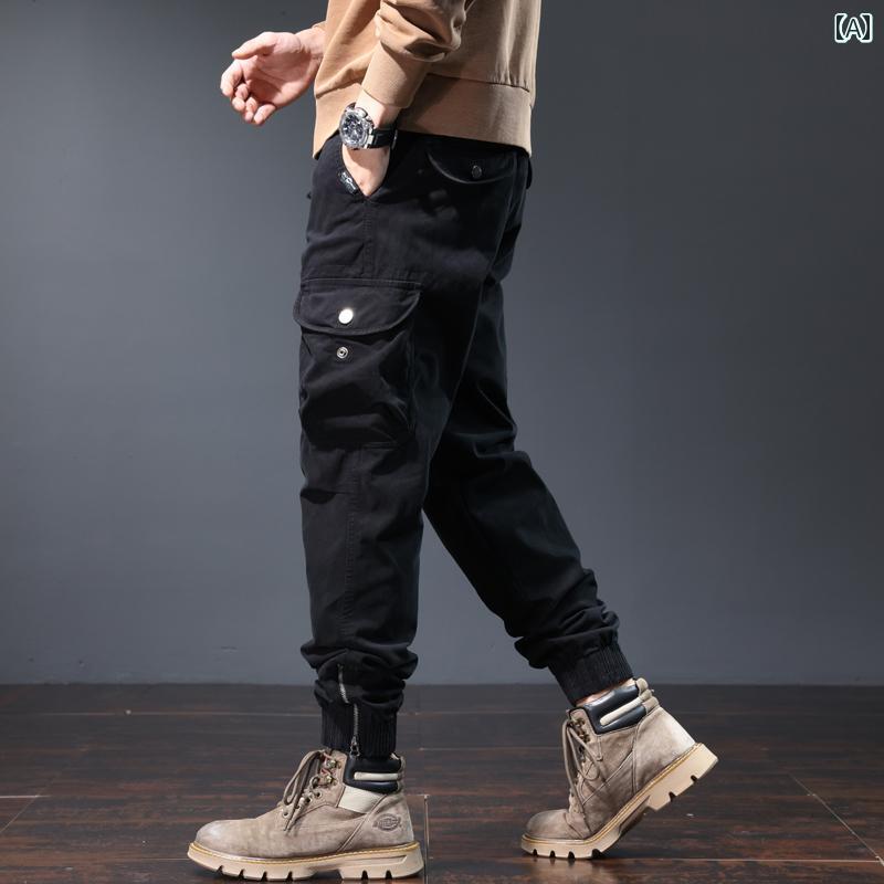 乐天商城 - メンズ 男性用 ファッション オシャレ シンプル 大人 かっこいい ストリート ヒップホップ HipHop アメリカン 春 ストレート ハイ ストリート カジュアル アウトドア パンツ