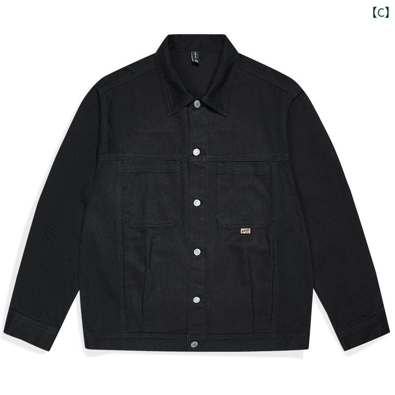 メンズ 男性用 ファッション オシャレ シンプル 大人 かっこいい ストリート ヒップホップ HipHop 春 レトロ ソリッドカラー デニムジャケット ルーズ 大きいサイズ 春 カジュアル マルチ ポケット ラペル ジャケット