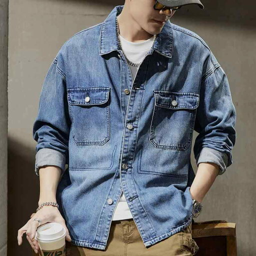 メンズ 男性用 ファッション オシャレ シンプル 大人 かっこいい ストリート ヒップホップ HipHop アメリカン ヘビー デニムジャケット 春 ゆったり ブルー ウォッシュ ワークジャケット 春 メンズ 男性用 ファッション オシャレ シンプル 大人 かっこいい ストリート ヒップホップ HipHop アメリカン ヘビー デニムジャケット 春 ゆったり ブルー ウォッシュ ワークジャケット 春