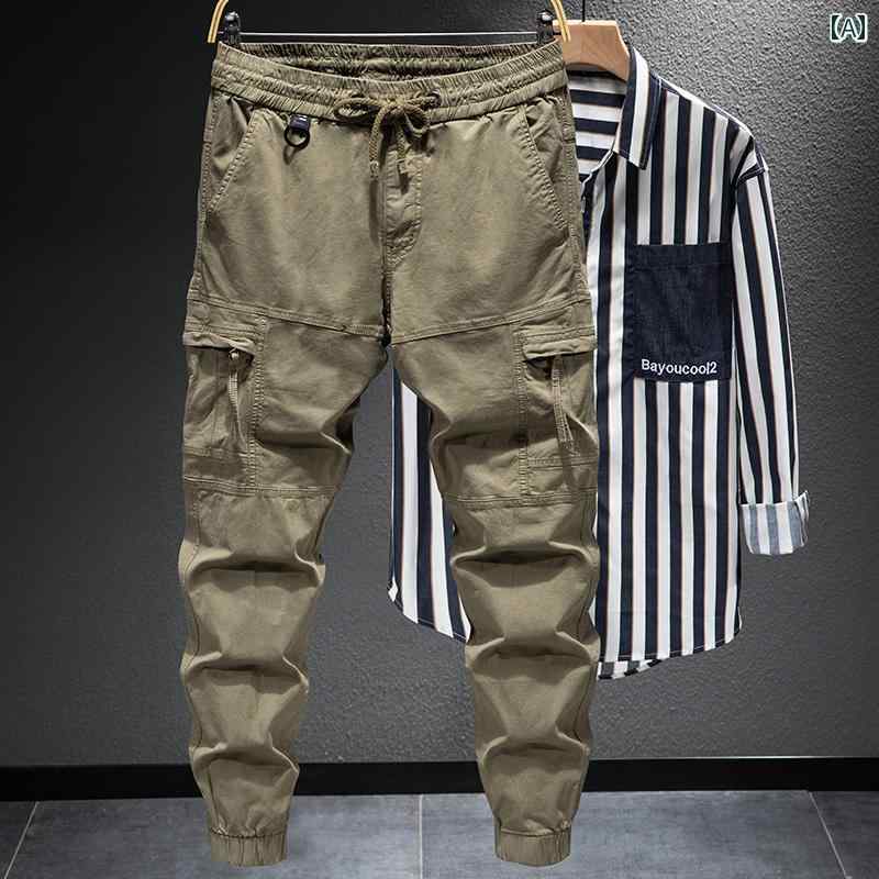Rakuten - メンズ 男性用 ファッション オシャレ シンプル 大人 かっこいい ストリート ヒップホップ HipHop ショート丈 アメリカン アウトドア カジュアル ジッパー マルチ ポケット パンツ