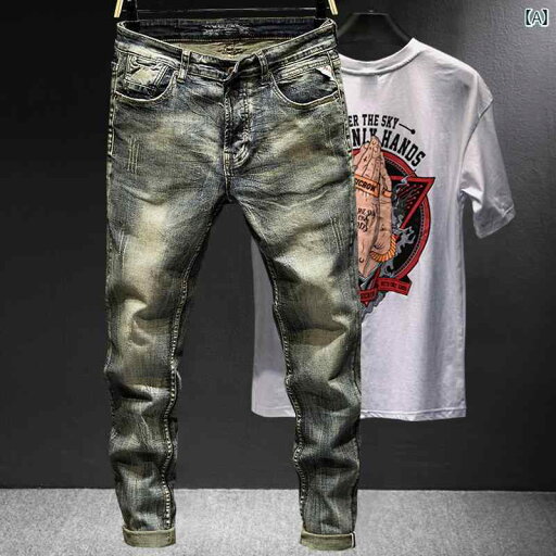 メンズ 男性用 ファッション オシャレ シンプル 大人 かっこいい ストリート ヒップホップ HipHop 春秋 ウォッシュ加工 ジーンズ 韓国ファッション スリム レトロ バイク パンツ メンズ 男性用 ファッション オシャレ シンプル 大人 かっこいい ストリート ヒップホップ HipHop 春秋 ウォッシュ加工 ジーンズ 韓国ファッション スリム レトロ バイク パンツ