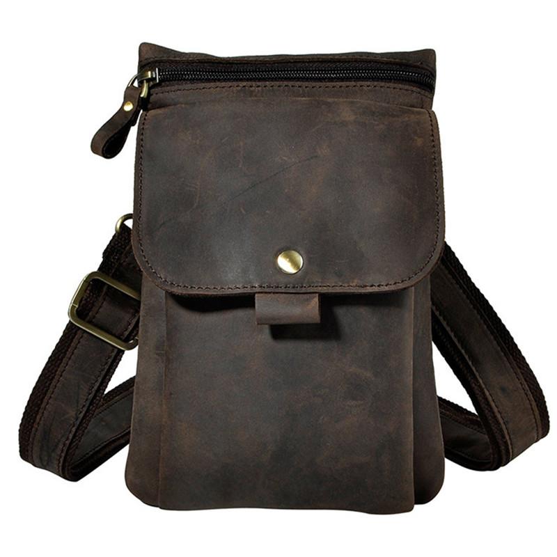 メンズ ファッション オシャレ アイテム 小物 レトロ 革 ウエスト バッグ 8インチ スマホ バッグ トップレイヤー 牛革 ショルダー メッセンジャー バッグ カジュアル レザー バッグ