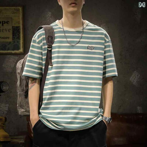 メンズ 男性用 ファッション オシャレ シンプル 大人 かっこいい ストリート ヒップホップ HipHop ストライプ 半袖 T シャツ ルーズ 夏 320グラム 厚手 コットン ラウンドネック 半袖 T シャツ メンズ 男性用 ファッション オシャレ シンプル 大人 かっこいい ストリート ヒップホップ HipHop ストライプ 半袖 T シャツ ルーズ 夏 320グラム 厚手 コットン ラウンドネック 半袖 T シャツ