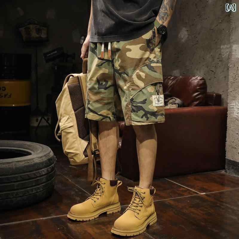 メンズ 男性用 ファッション オシャレ シンプル 大人 かっこいい ストリート ヒップホップ HipHop アメリカン 迷彩 カーゴ 夏 ルーズ カジュアル アウトドア タクティカル