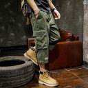 メンズ 男性用 ファッション オシャレ シンプル 大人 かっこいい ストリート ヒップホップ HipHop アメリカン ハイ ストリート ワークウェア クロップド パンツ ルーズ ストレート 夏 カジュアル 大きいサイズ ズボン