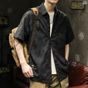 メンズ 男性用 ファッション オシャレ シンプル 大人 かっこいい ストリート ヒップホップ HipHop 夏 アイスシルク 半袖 シャツ アメリカン ゆったり 大きいサイズ トップス ショルダー カーディガン シャツ