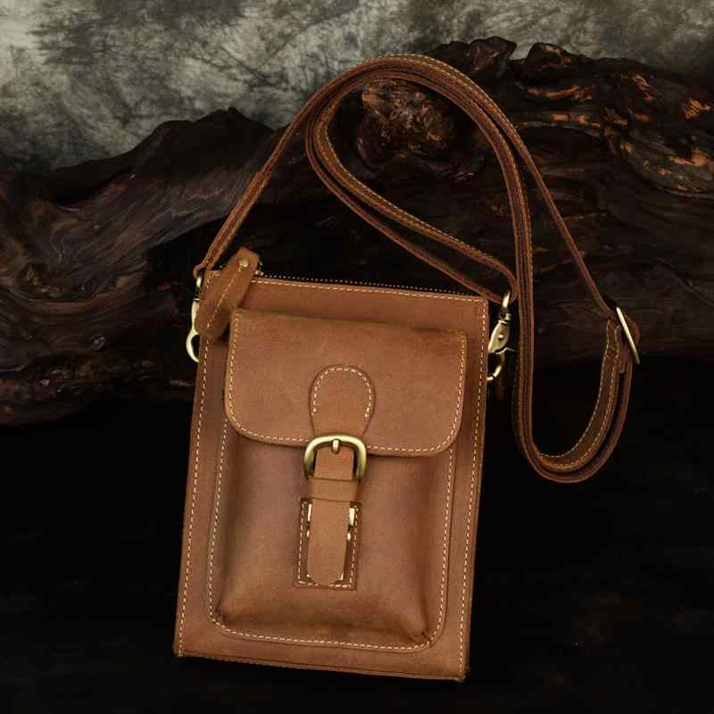 メンズ ファッション オシャレ アイテム 小物 クホースレザー ショルダー バッグ 第一層 牛革 レトロ バックパック 縦型 ハード 牛革 メッセンジャー バッグ ベルト付き ウエスト バッグ