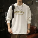 メンズ 男性用 ファッション オシャレ シンプル 大人 かっこいい ストリート ヒップホップ HipHop トレーナー 緩い 大きいサイズ 春秋 白 コットン 長袖 ラウンドネック ボトム シャツ