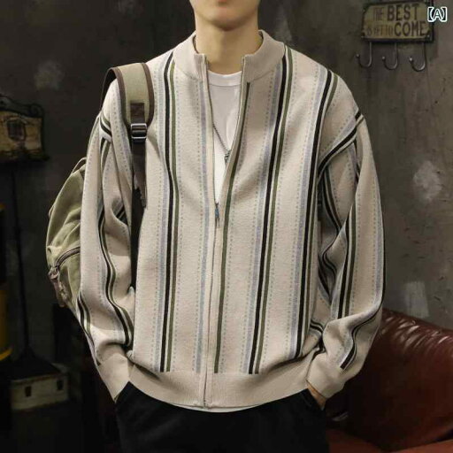 メンズ 男性用 ファッション オシャレ シンプル 大人 かっこいい ストリート ヒップホップ HipHop ストライプ セーター カーディガン ジャケット 秋冬 ルーズ ジャケット トップ 服 メンズ 男性用 ファッション オシャレ シンプル 大人 かっこいい ストリート ヒップホップ HipHop ストライプ セーター カーディガン ジャケット 秋冬 ルーズ ジャケット トップ 服