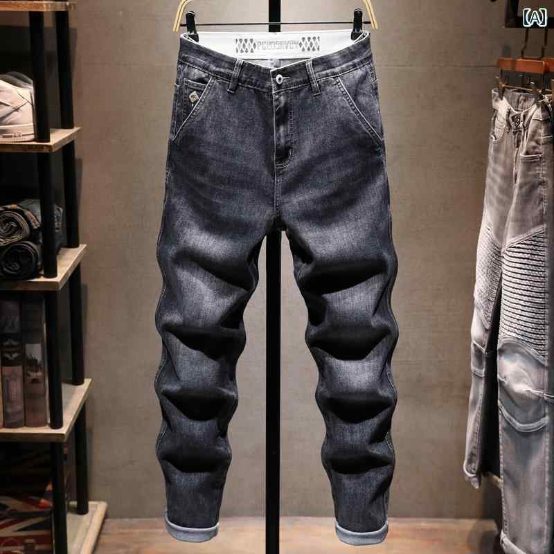 Skinney Pants - メンズ 男性用 ファッション オシャレ シンプル 大人 かっこいい ストリート ヒップホップ HipHop ジーンズ 春夏 薄手 スリムフィットストレート ロング パンツ