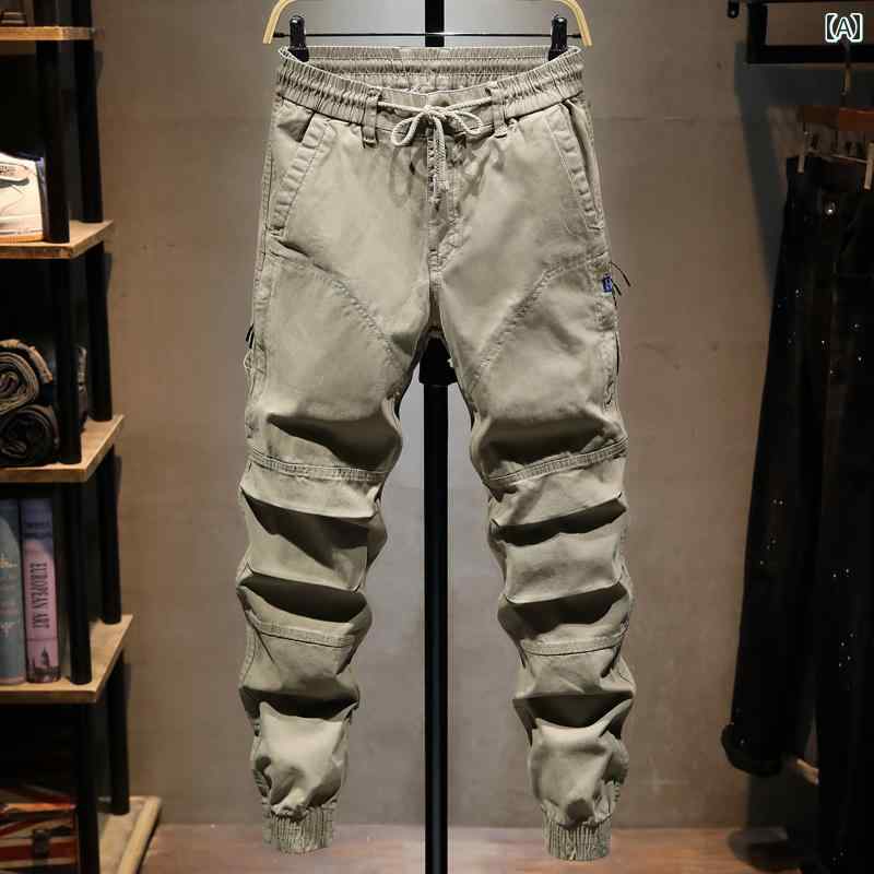 新 スタイル オーバー オール メンズ ストレッチ ウエスト ルーズ カジュアル レギンス メンズ 秋