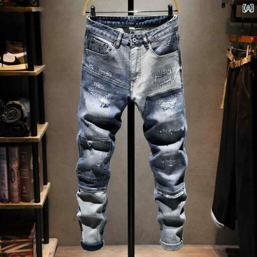メンズ 男性用 ファッション オシャレ シンプル 大人 かっこいい ストリート ヒップホップ HipHop ジーンズ イン ハイ ストリート パッチワーク パッチ スリムフィット パンツ メンズ 男性用 ファッション オシャレ シンプル 大人 かっこいい ストリート ヒップホップ HipHop ジーンズ イン ハイ ストリート パッチワーク パッチ スリムフィット パンツ