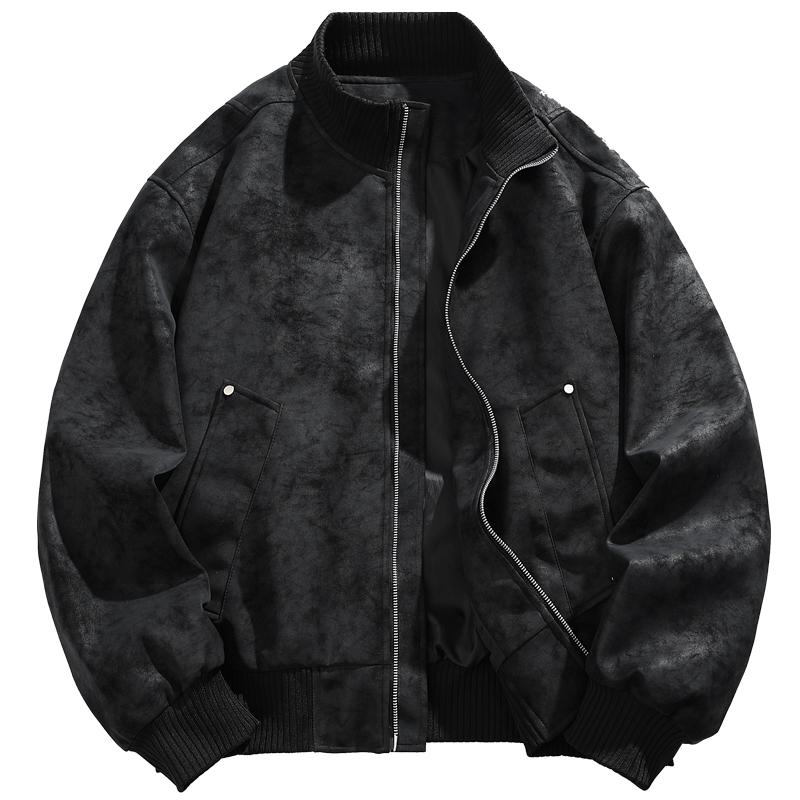 WOLEN] GDDZA メンズレザージャケットスタンドカラージャケット