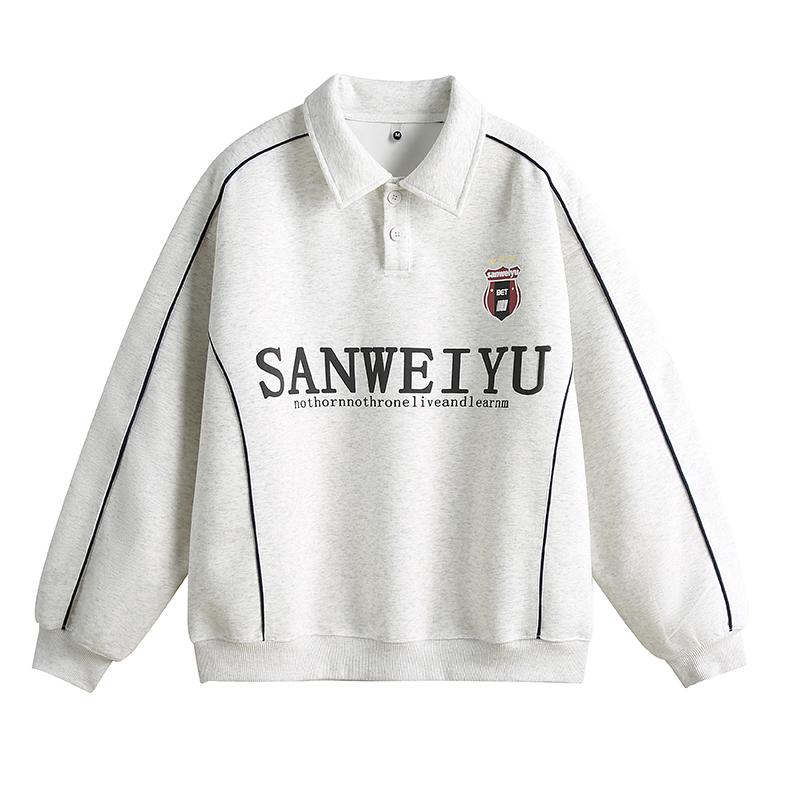 メンズ ファッション 服 用 オシャレ シンプル 大人 かっこいい 大きいサイズ ストリート 紳士服 レトロ アメリカン レター プリント カラー スウェット シャツ トップ(4.0)