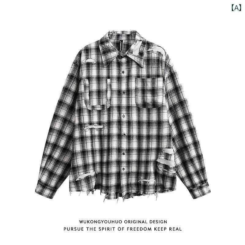 メンズ ファッション 服 用 オシャレ シンプル 大人 かっこいい 大きいサイズ ストリート 紳士服 チェック柄 カジュアル シャツ アメリカン ローエッジ 長袖