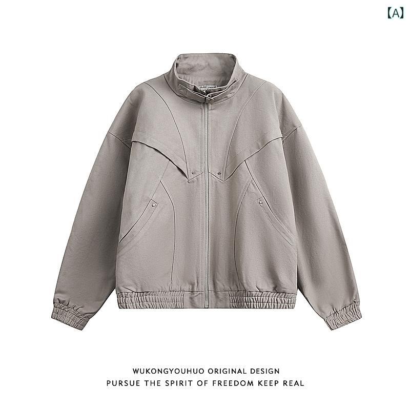 メンズ ファッション 服 用 オシャレ シンプル 大人 かっこいい 大きいサイズ ストリート 紳士服 ウォッシュド キャンバス ワーク ジャケット クリーン フィット アメリカン スタンド アップ カラー