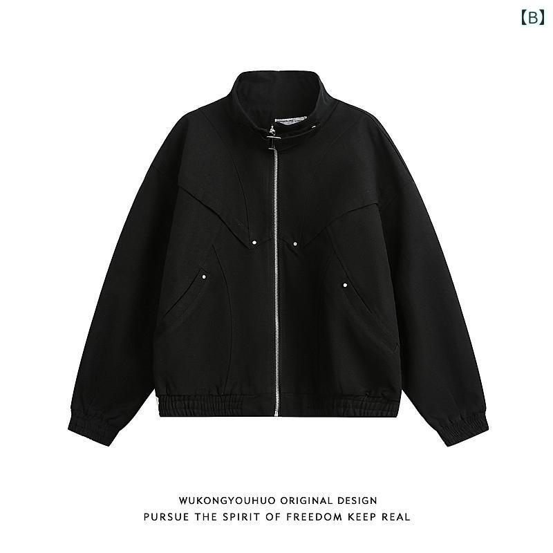 メンズ ファッション 服 用 オシャレ シンプル 大人 かっこいい 大きいサイズ ストリート 紳士服 ウォッシュド キャンバス ワーク ジャケット クリーン フィット アメリカン スタンド アップ カラー