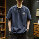 メンズ 男性用 ファッション オシャレ シンプル 大人 かっこいい ストリート ヒップホップ HipHop 夏 半袖 カジュアル アメカジ 厚手 250 g ルーズ コットン 半袖 ラウンドネック プリント T シャツ