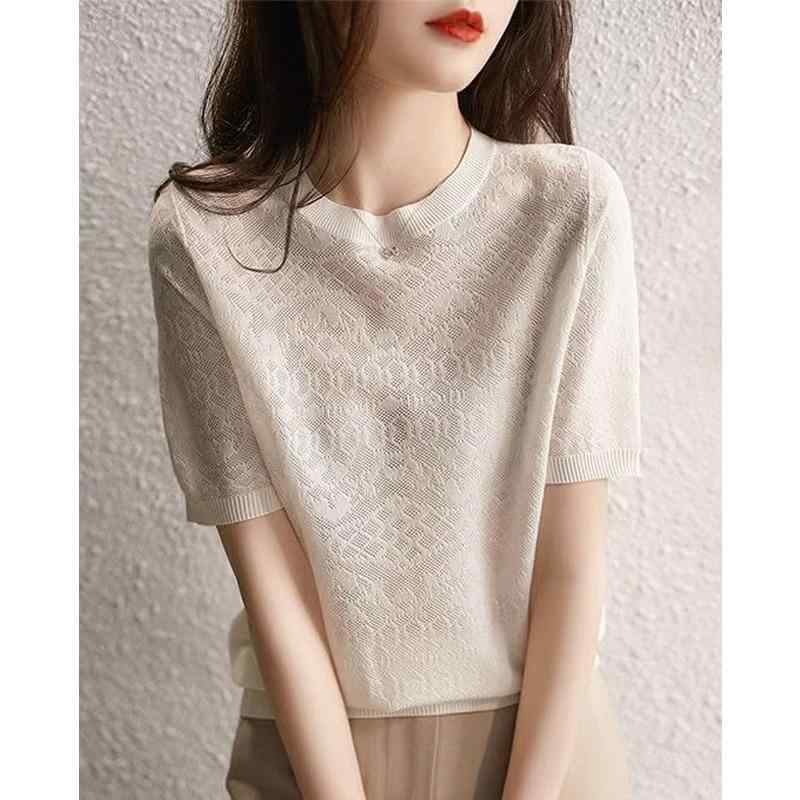 春 コーデ レディース ファッション オシャレ カワイイ シンプル きれいめ ナチュラル 上品カジュアル 婦人服 半袖 Tシャツ 薄手 セーター(4.0)