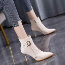 レディース シューズ 靴 ブーツ パンプス サンダル オシャレ 小物 アイテム EUサイズ表記 ハイヒール 秋 ポインテッドトゥ スティレット ブーツ フレンチ オフホワイト