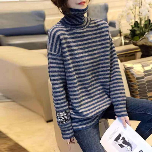 春 コーデ レディース ファッション オシャレ カワイイ シンプル きれいめ ナチュラル 上品カジュアル 婦人服 ハイネック ストライプ セーター 春 コーデ レディース ファッション オシャレ カワイイ シンプル きれいめ ナチュラル 上品カジュアル 婦人服 ハイネック ストライプ セーター