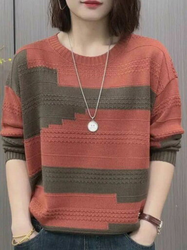 春 コーデ レディース ファッション オシャレ カワイイ シンプル きれいめ ナチュラル 上品カジュアル 婦人服 ラウンドネック カラー ブロック セーター カジュアル スリム トップス 春 コーデ レディース ファッション オシャレ カワイイ シンプル きれいめ ナチュラル 上品カジュアル 婦人服 ラウンドネック カラー ブロック セーター カジュアル スリム トップス