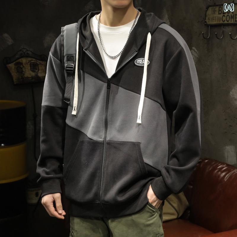 Other Apparel - メンズ 男性用 ファッション オシャレ シンプル 大人 かっこいい ストリート ヒップホップ HipHop ヘビー フード 付き カーディガン トレーナー 春秋 秋 ルーズ ルーズ アメリカンン ハイ ストリート ジャケット コート トップ 服