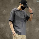 メンズ 男性用 ファッション オシャレ シンプル 大人 かっこいい ストリート ヒップホップ HipHop グレー 半袖 T シャツ 夏 ルーズ ラウンドネック トップ 半袖 T シャツ