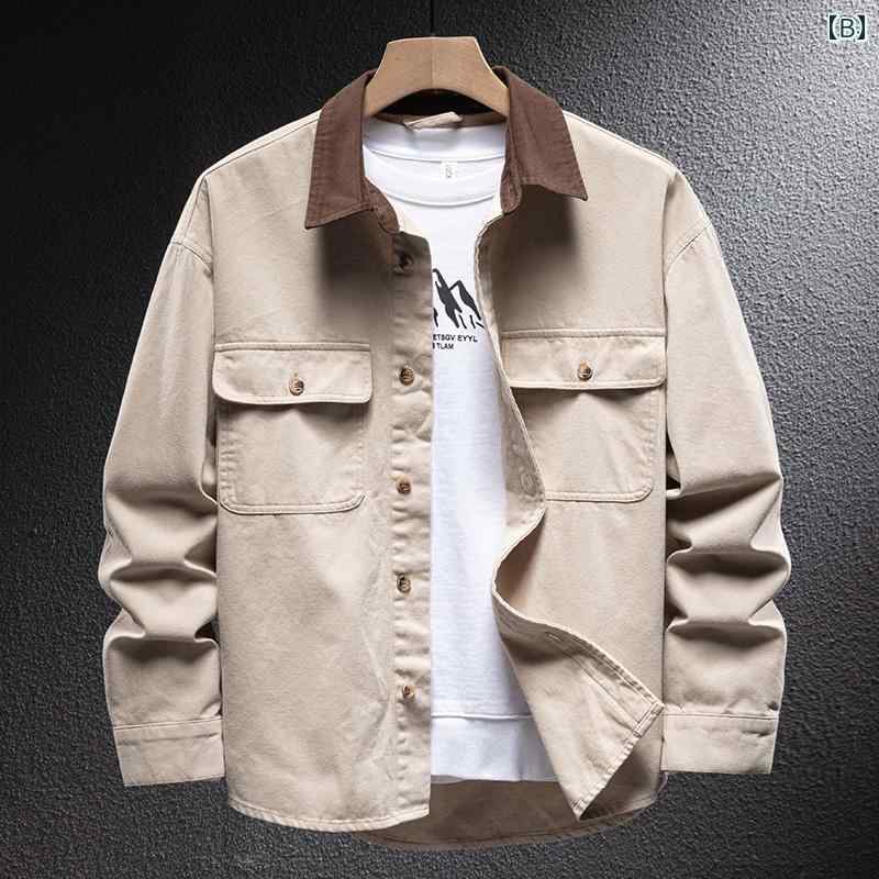 メンズ 男性用 ファッション オシャレ シンプル 大人 かっこいい ストリート ヒップホップ HipHop デニムジャケット 春秋 プレミアム ワークジャケット デザイン 長袖 シャツ