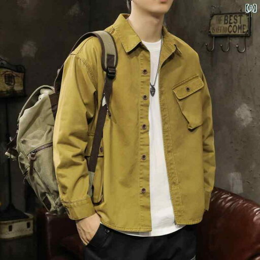 メンズ 男性用 ファッション オシャレ シンプル 大人 かっこいい ストリート ヒップホップ HipHop カーキ 綿 コットン 長袖 シャツ 春秋 コート 服 メンズ 男性用 ファッション オシャレ シンプル 大人 かっこいい ストリート ヒップホップ HipHop カーキ 綿 コットン 長袖 シャツ 春秋 コート 服
