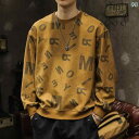 メンズ 男性用 ファッション オシャレ シンプル 大人 かっこいい ストリート ヒップホップ HipHop アメリカンン バック スキン スウェットシャツ 春秋 緩い プリント ラウンドネックプルオーバー トップ