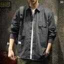 メンズ 男性用 ファッション オシャレ シンプル 大人 かっこいい ストリート ヒップホップ HipHop デニムシャツ アメリカンン レトロ 春秋 長袖 シャツ カジュアル マルチ ポケット トップス