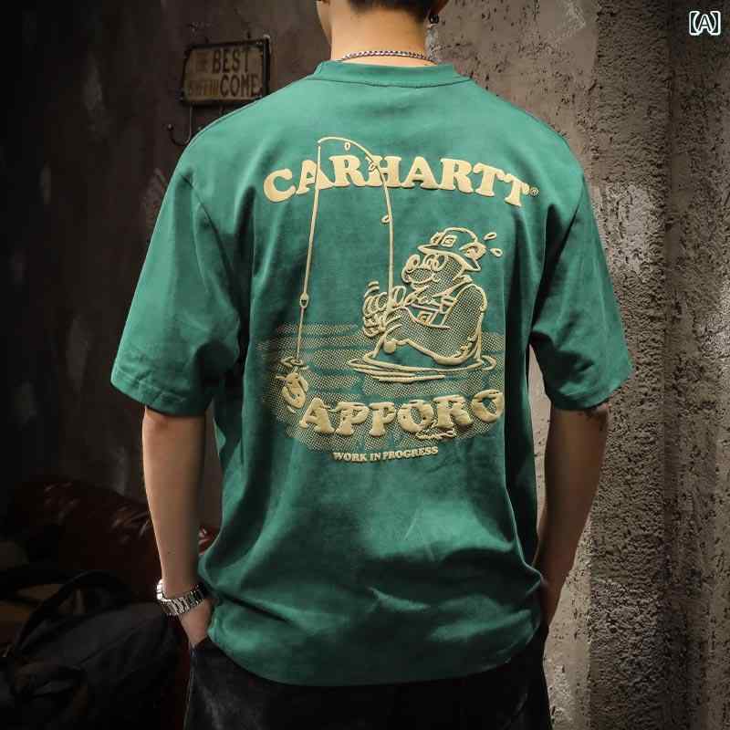 メンズ 男性用 ファッション オシャレ シンプル 大人 かっこいい ストリート ヒップホップ HipHop 夏 アメリカンン ヘビーウェイト 半袖 T シャツ おしゃれ 興味深い プリント トップス ピュアコットン ラウンドネック 半袖 T シャツ