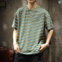 メンズ 男性用 ファッション オシャレ シンプル 大人 かっこいい ストリート ヒップホップ HipHop アメリカンン 260 グラム ヘビーウェイト 半袖 T シャツ 夏 ルーズ ラウンドネック 大きいサイズ ストライプ T シャツ トップ