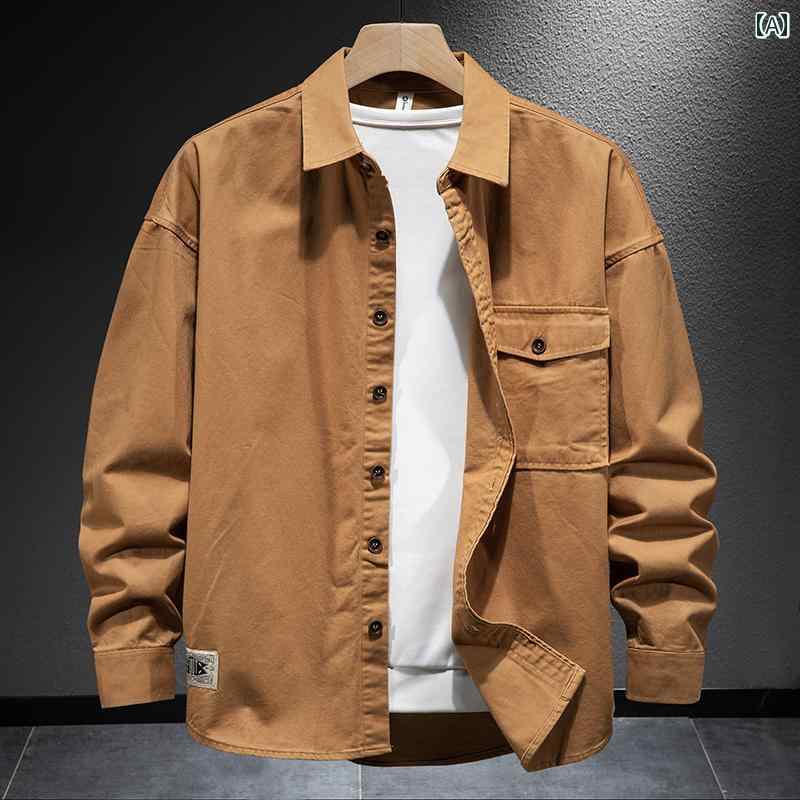 メンズ 男性用 ファッション オシャレ シンプル 大人 かっこいい ストリート ヒップホップ HipHop アメカジ シャツ 長袖 ゆったり 秋 ..
