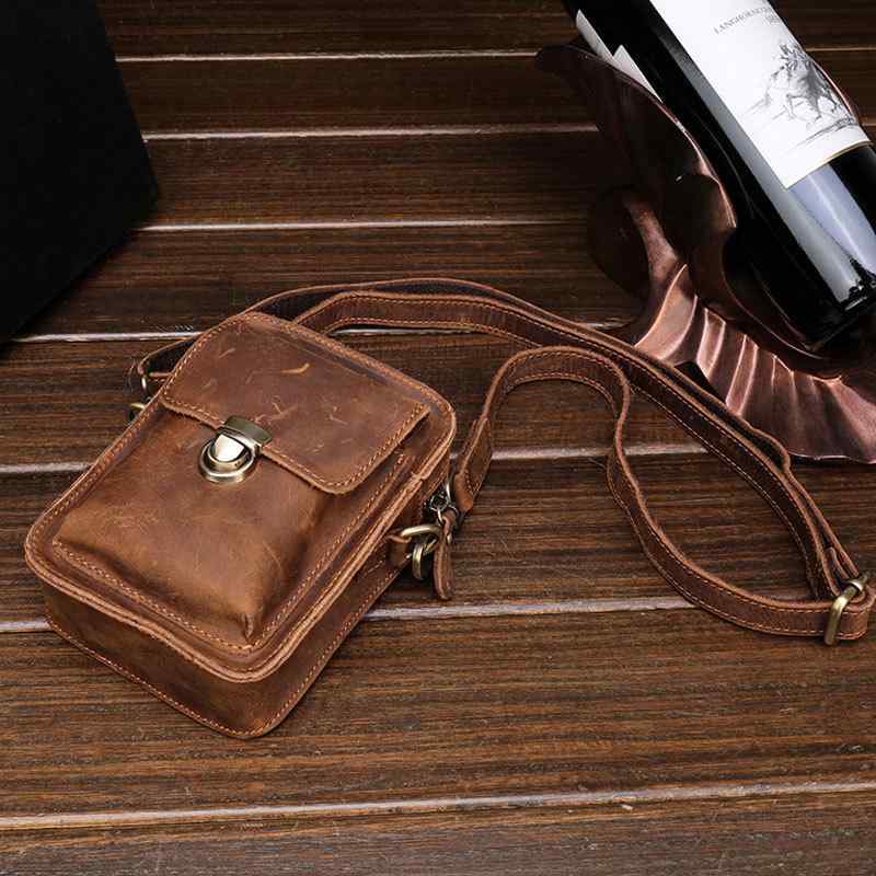 メンズ ファッション オシャレ アイテム 小物 革 バッグ スマホ バッグ ウエスト バッグ クロスボディ 本 牛革 クホース レザー ミニ 多機能 ショルダー バッグ