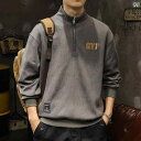 メンズ 男性用 ファッション オシャレ シンプル 大人 かっこいい ストリート ヒップホップ HipHop ハーフ タートルネック ポロシャツ トレーナー 春秋 ゆったり 厚手 380 g 長袖 T シャツ ラウンドネック 秋冬 ジャケット