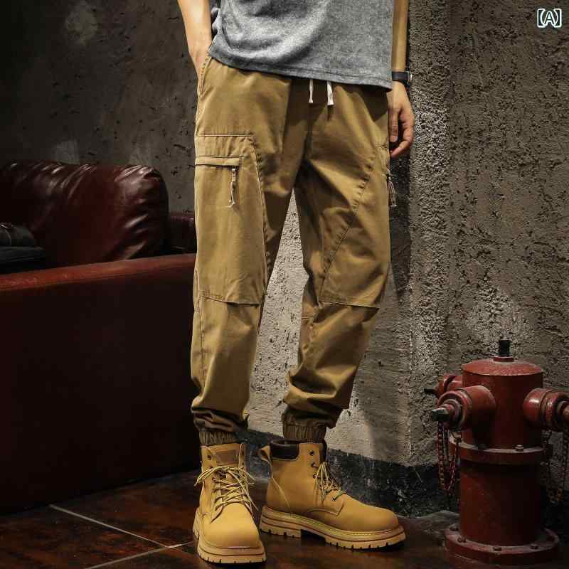 メンズ 男性用 ファッション オシャレ シンプル 大人 かっこいい ストリート ヒップホップ HipHop 春秋 ストレート ルーズ サイズ サイズ 秋 カジュアル カーキ ロング パンツ