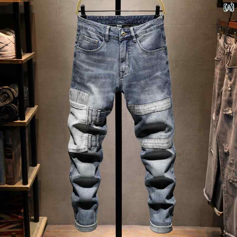 メンズ 男性用 ファッション オシャレ シンプル 大人 かっこいい ストリート ヒップホップ HipHop ハイ ストリート ジーンズ アメリカンンン スリム パンツ 夏 薄手 スタイル