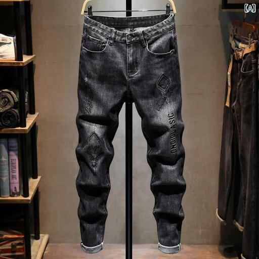 メンズ 男性用 ファッション オシャレ シンプル 大人 かっこいい ストリート ヒップホップ HipHop 文字 ジーンズ 秋冬 ストレッチ スリムフィット パンツ メンズ 男性用 ファッション オシャレ シンプル 大人 かっこいい ストリート ヒップホップ HipHop 文字 ジーンズ 秋冬 ストレッチ スリムフィット パンツ