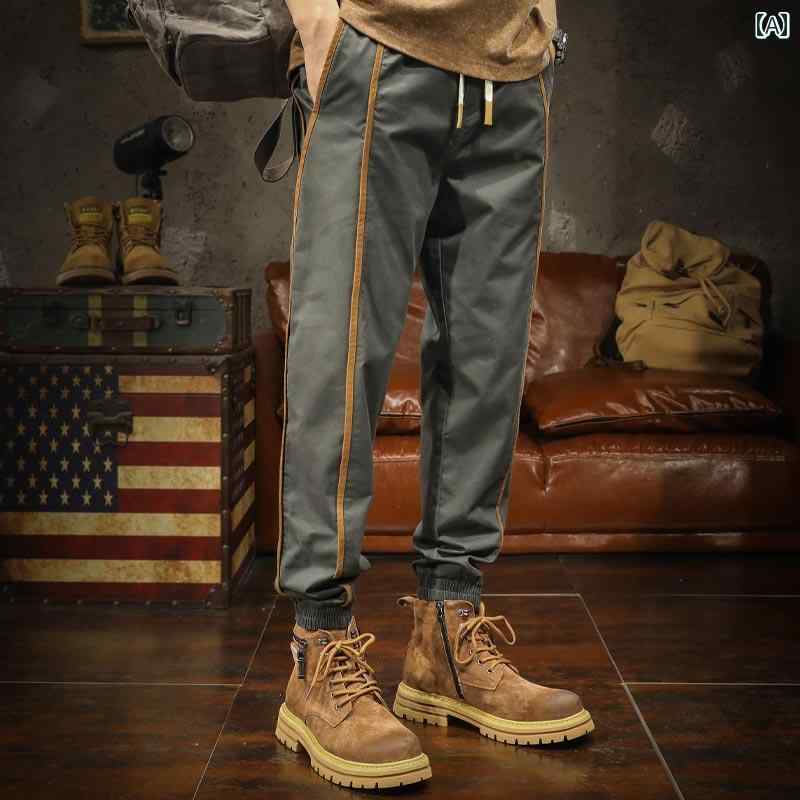 メンズ 男性用 ファッション オシャレ シンプル 大人 かっこいい ストリート ヒップホップ HipHop アメリカンン ストライプ 秋 ルーズ ..