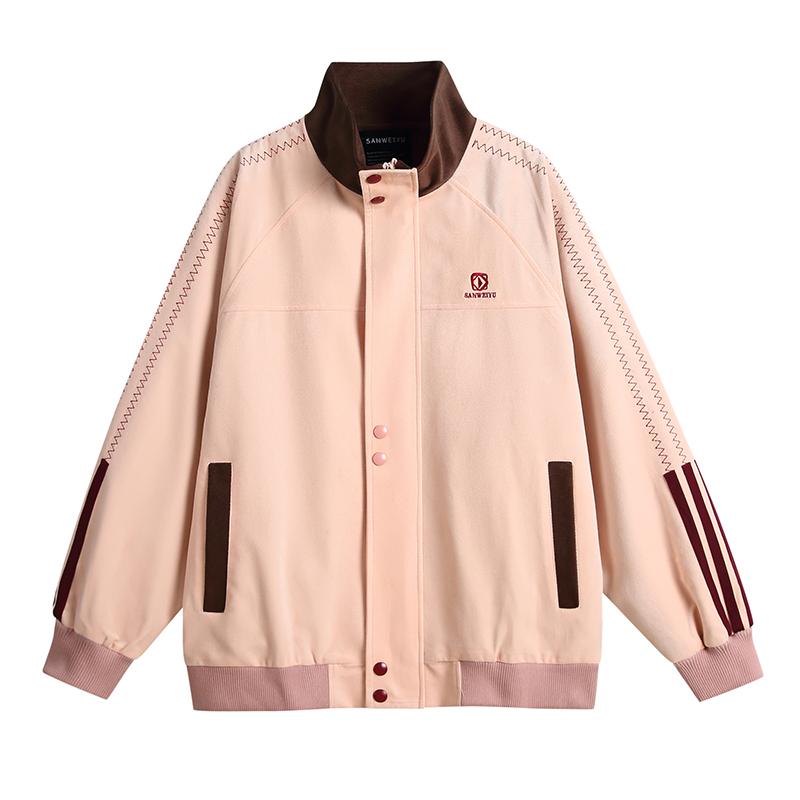 メンズ ファッション 服 用 オシャレ シンプル 大人 かっこいい 大きいサイズ ストリート 紳士服 ステッチ スポーツ スタンドカラー ジャケット レトロ